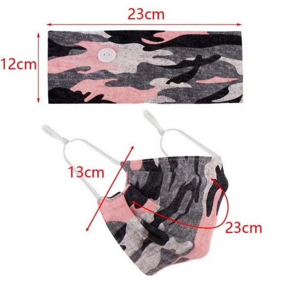 🆕️Pink cameo headband/facemask matching set - Picture 2 of 3
